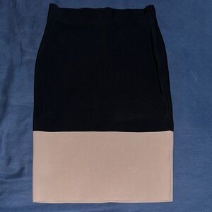 BCBGMaxAzria Black and Beige Colorblock Pencil Skirt